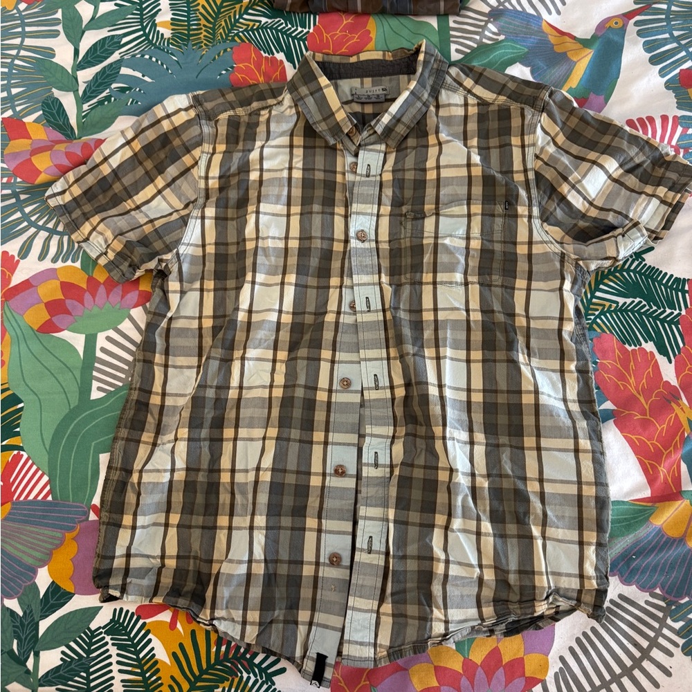 Rusty Brown and Cream Plaid Button Down Shirt